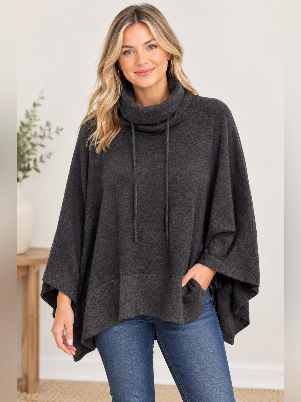 Talulah Oversized Charcoal Pullover Top Size Medium